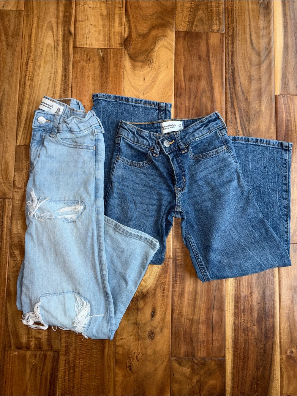 Abercrombie Wide leg girls Blue Denim Jeans - Light and Dark Wash Pair